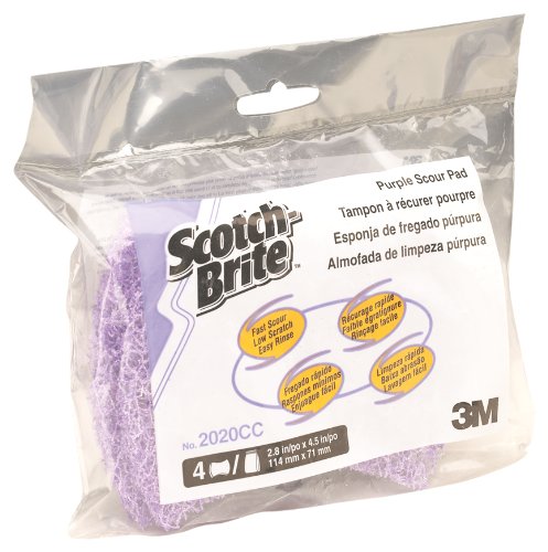 3M Scotch-Brite Purple Scouring Pad 2020CC, 2.8 in x 4.5 in, 4/Pack