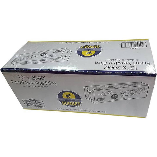 Sunset Food Service Plastic Film Wrap - 12" x 2000' - Includes Safety Blade
