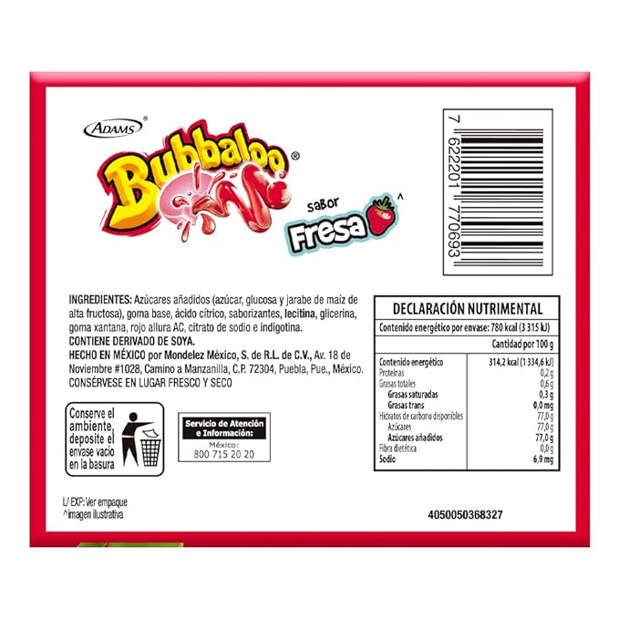 Bubbaloo Chewing Gum | Liquid Center Gum with Intense Flavor - Box of 47 pcs