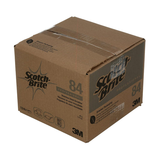 3M Scotch-Brite Stainless Steel Scrubber 84, 1.75 Oz, 12/Case